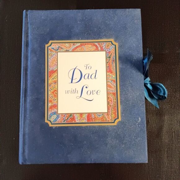 VTG Photo Album 90s DEDICATION book TO DAD WITH LOVE Father suede BLUE ribbon - Picture 2 of 11